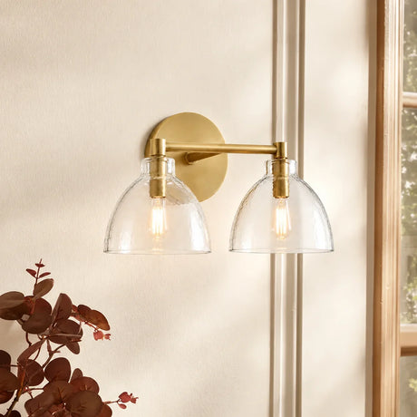 Brass seeded glass dome sconce detail view 20 showing finish and construction