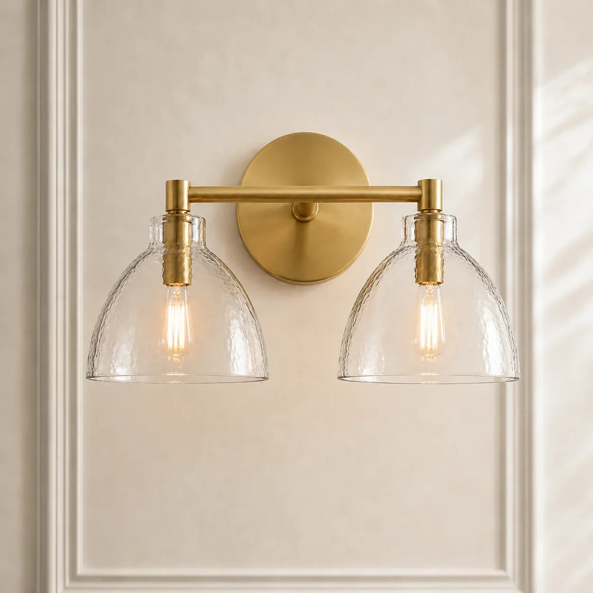 Brass seeded glass dome sconce detail view 21 showing finish and construction
