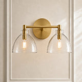 Brass seeded glass dome sconce detail view 21 showing finish and construction