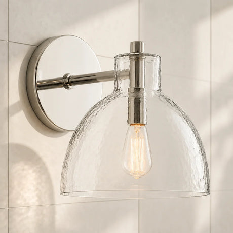 Brass seeded glass dome sconce detail view 28 showing finish and construction
