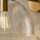 Brass seeded glass dome sconce detail view 33 showing finish and construction