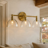 Brass seeded glass dome sconce detail view 3 showing finish and construction