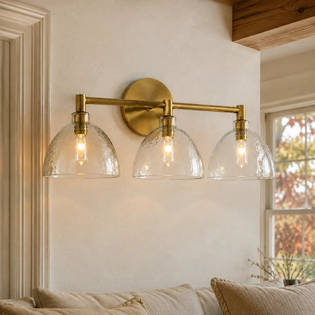 Brass seeded glass dome sconce detail view 3 showing finish and construction