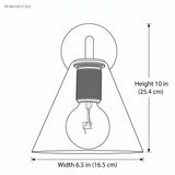 Dimension drawing of the sconce, width 6.5 in and height 10 in