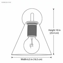 Dimension drawing of the sconce, width 6.5 in and height 10 in