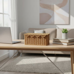 Brown Rattan Storage Box for Decorative and Efficient Cable Management - Wooven Storage Baskets - Hurbane Home