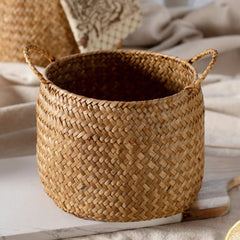 Brown Woven Storage Baskets - Handcrafted Organizer for Cosmetics and Flowers - Wooven Storage Baskets - Hurbane Home
