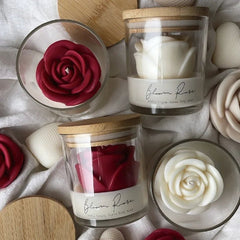 Burning Rose Candle in Elegant Glass Jar for Cozy Home Ambiance - Hurbane Home