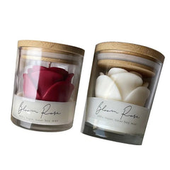 Burning Rose Candle in Elegant Glass Jar for Cozy Home Ambiance - Hurbane Home