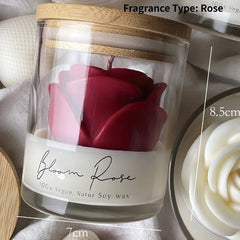 Burning Rose Candle in Elegant Glass Jar for Cozy Home Ambiance - Hurbane Home