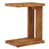 C Shaped Side Table - Solid Wood Rustic Sofa End Table - Rustic End Table - Hurbane Home