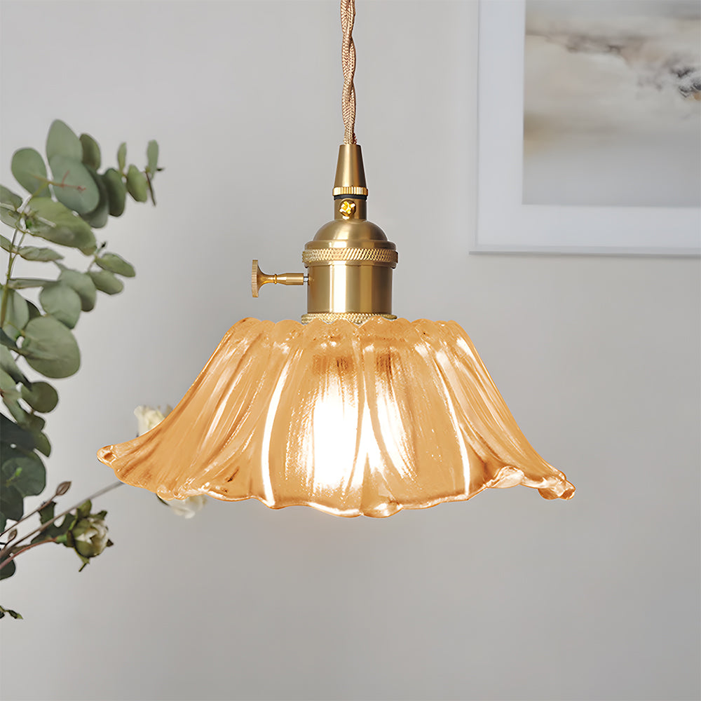 Lampsmodern-UK Retro Flower Glass Pendant Light Adjustable 59in Cord