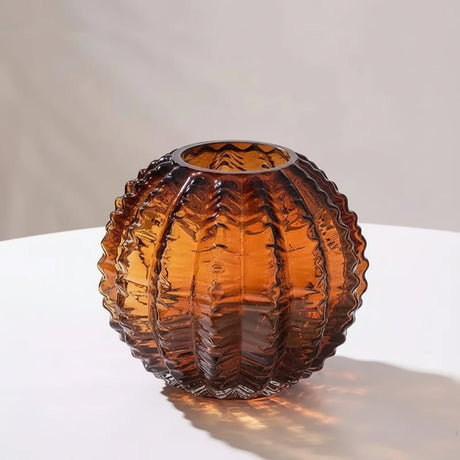 Cactus Glass Vase - Elegant Round Display for Optimal Plant Growth Decor - round glass vase - Hurbane Home