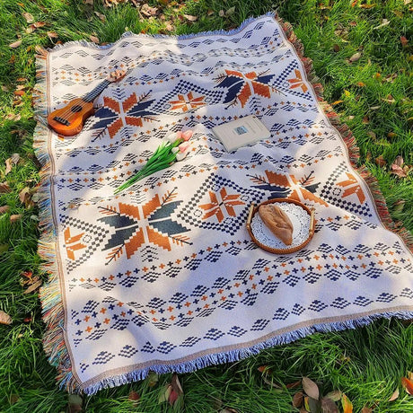 Camping Blanket - Soft Cotton Throw for Cozy Outdoor Picnics and Camping - Cotton Throw Blanket - Hurbane Home