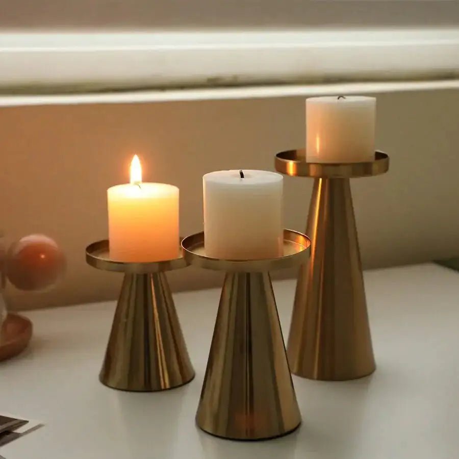 Candle Holders - Modern Metal Design for Elegant Centerpiece Display - Metal Candle Holders - Hurbane Home