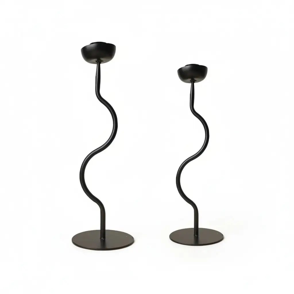 Candle Stick Holder - Elegant Black Metal for Modern Home Decor - Metal Candle Holders - Hurbane Home