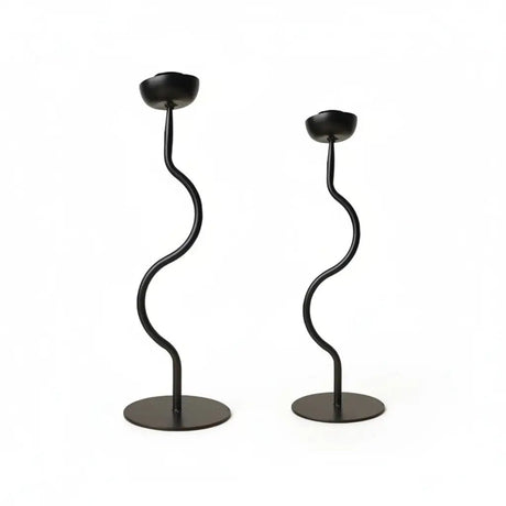 Candle Stick Holder - Elegant Black Metal for Modern Home Decor - Metal Candle Holders - Hurbane Home