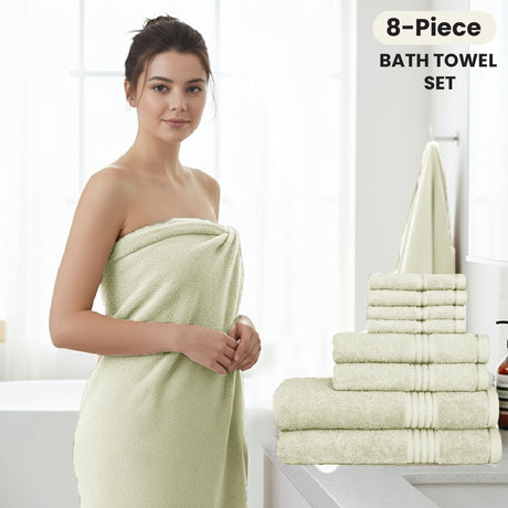8-Piece Luxury Cotton Towel Set – Soft & Quick-Dry Bath Towels