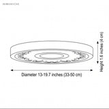 Carved relief LED flush mount ceiling light dimensions diagram