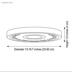 Carved relief LED flush mount ceiling light dimensions diagram