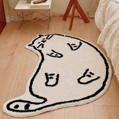 Cat Area Rug – VIKAMA Sleeping Cat Plush Fleece Non - Slip Mat - Hurbane Home