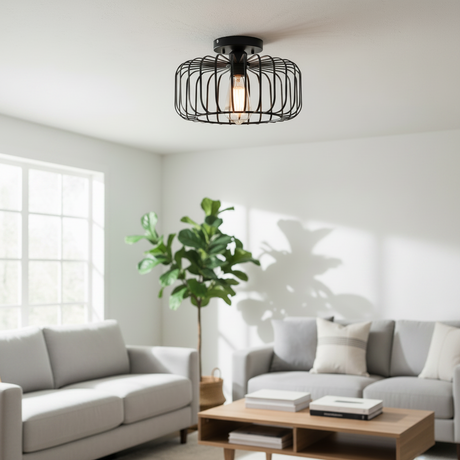 Modern Birdcage Ceiling Light with Iron Frame for Restaurant Corridor
