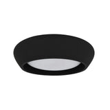 Matte black round cement flush mount ceiling light isolated on white
