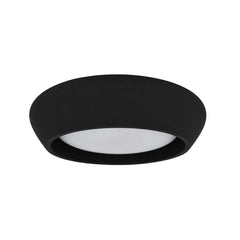 Matte black round cement flush mount ceiling light isolated on white