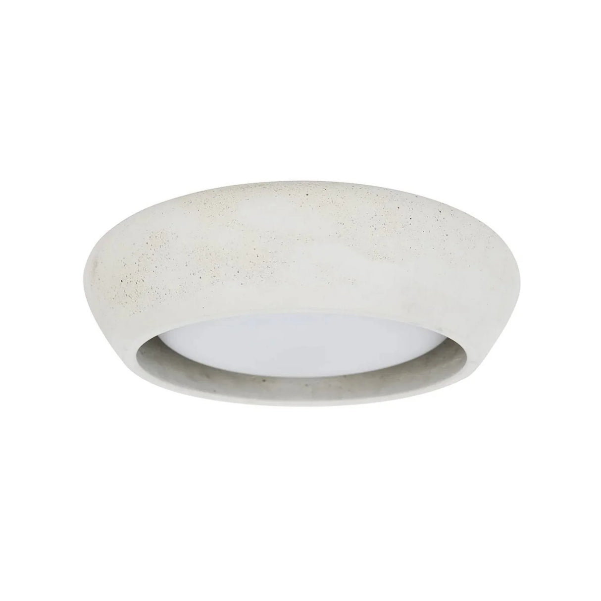 Cream grey cement dome flush mount ceiling light on a plain white background