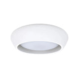 White rounded cement flush mount ceiling light shown on a clean white background