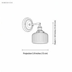 Ceramic and brass wall sconce dimensions diagram