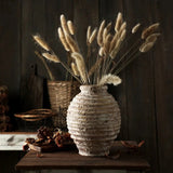 Ceramic Clay Vase – Vintage Handmade Distressed Vase for Dried Flowers - Hurbane Home