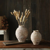 Ceramic Clay Vase – Vintage Handmade Distressed Vase for Dried Flowers - Hurbane Home
