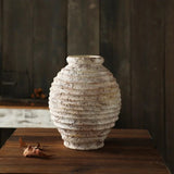 Ceramic Clay Vase – Vintage Handmade Distressed Vase for Dried Flowers - Hurbane Home