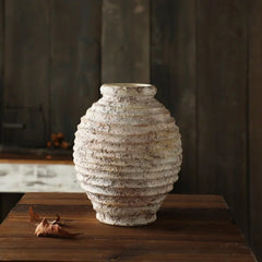 Ceramic Clay Vase – Vintage Handmade Distressed Vase for Dried Flowers - Hurbane Home