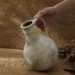 Ceramic Handmade Vase – Retro 8.1 - Inch Tabletop Decorative Flower Pot - Hurbane Home