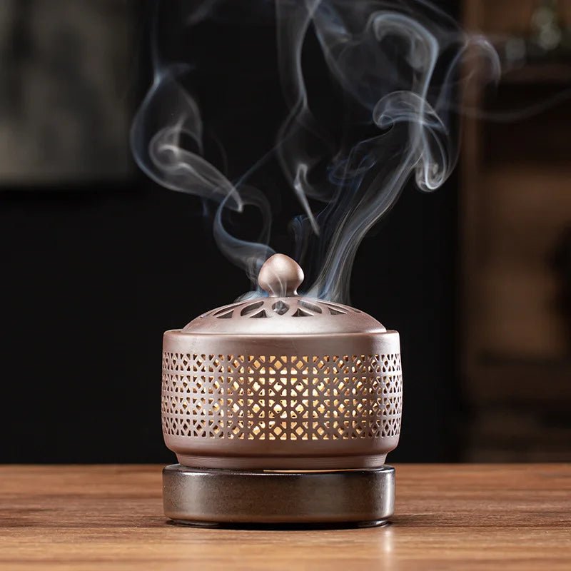 Ceramic Incense Burner with Adjustable Temperature, Aromatherapy & Soft Night Light - Hurbane Home