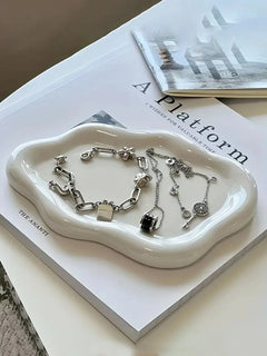Ceramic Jewelry Tray – Cloud - Shaped Trinket Organizer for Rings and Accessories - Hurbane Home