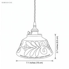 Line drawing showing the 7.1 in shade width and 3.7 in height