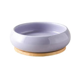 Ceramic Pet Bowl - Bamboo Base Non Slip Elevated Dish - Ceramic Pet Bowl - Hurbane Home