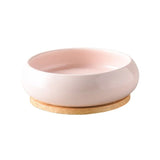 Ceramic Pet Bowl - Bamboo Base Non Slip Elevated Dish - Ceramic Pet Bowl - Hurbane Home
