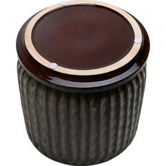 Ceramic Planter – 8 - Inch Textured Taupe Pot with Saucer - Hurbane Home