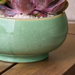 Ceramic Planter – Reactive Glaze Green Pot with Drainage Plug - Hurbane Home