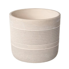 Ceramic Succulent Pots – White Grooved Planter with Drainage Plug - Hurbane Home