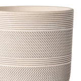 Ceramic Succulent Pots – White Grooved Planter with Drainage Plug - Hurbane Home