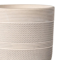 Ceramic Succulent Pots – White Grooved Planter with Drainage Plug - Hurbane Home