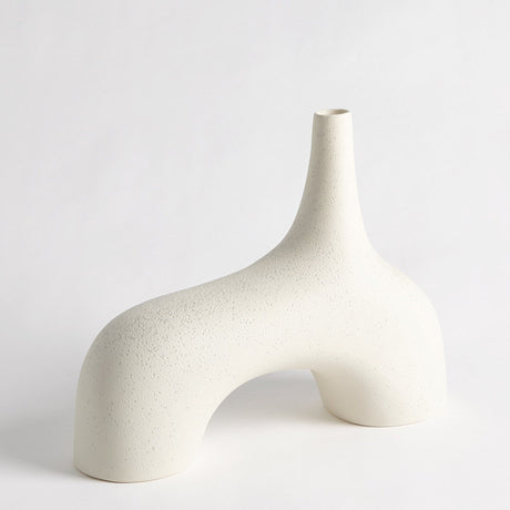 Ceramic Textured Vase – Cream Stone Decorative Accent for Modern Interiors - Ceramic Flower Vase - Hurbane Home