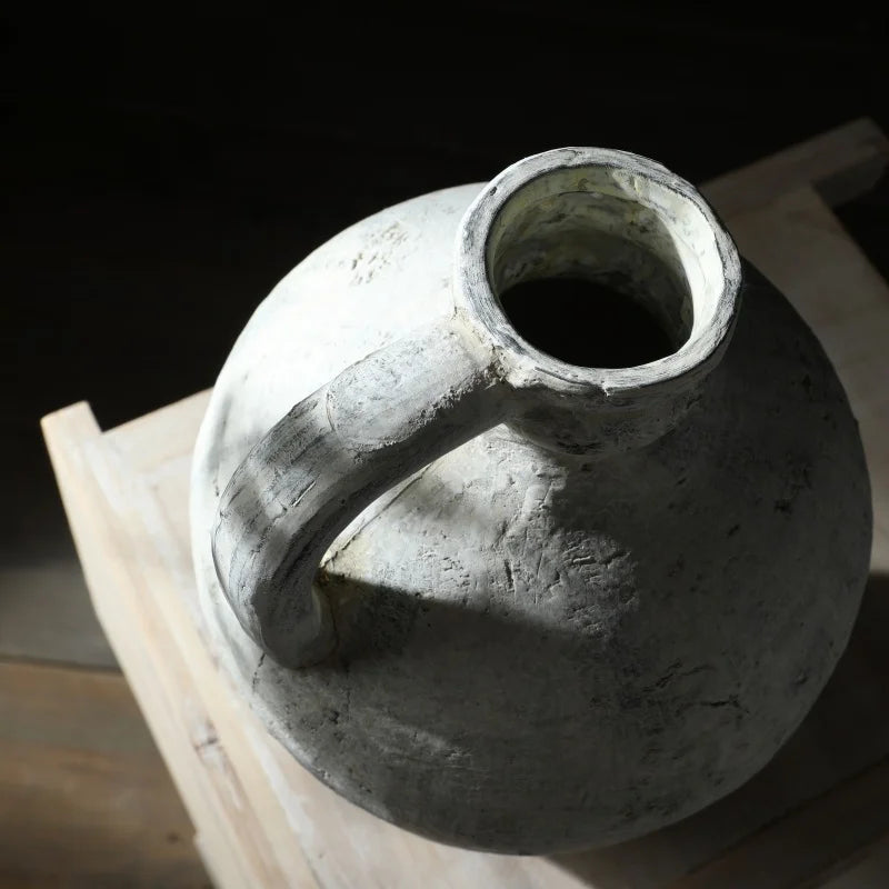 Handmade ceramic vase with crackle glaze finish