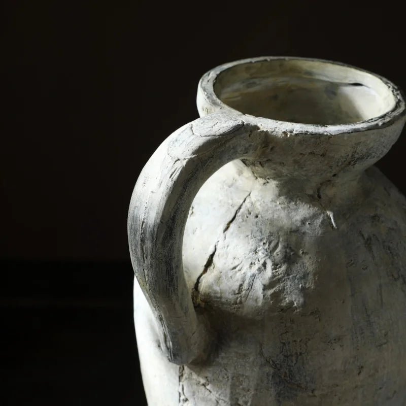 Ceramic Vase – Handmade Distressed Farmhouse Crackle Glaze Centerpiece - Hurbane Home