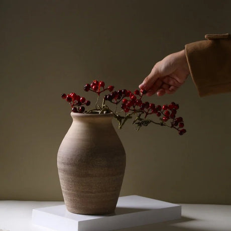 Ceramic Vase – Handmade Rough Clay Pottery Retro Home Decor - Hurbane Home